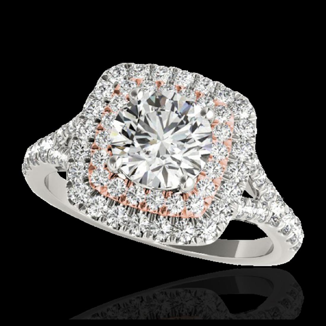 1.60 ctw H-SI/I Diamond Solitaire Halo Ring 10K White &: REF-204H5M - SKU:33359 ---- 1.60 ctw H-SI/I Diamond Solitaire Halo Ring 10K White & Rose Gold Designer Brand Luxury Jewelry, made in the USA Suggested Retail Price: $15,000 Factory offers perfect fact