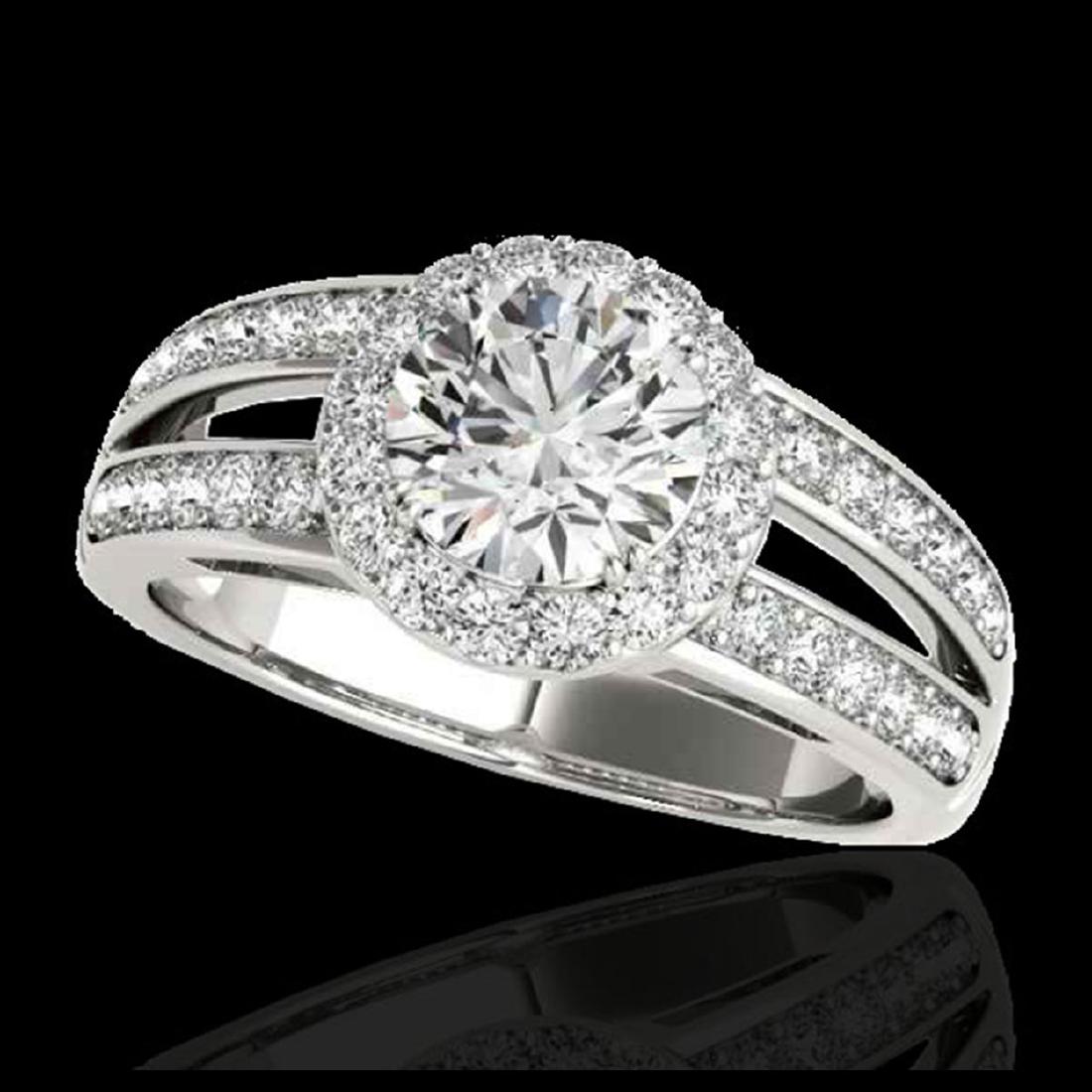 1.60 ctw H-SI/I Diamond Solitaire Halo Ring 10K White: REF-135H2M - SKU:34247 ---- 1.60 ctw H-SI/I Diamond Solitaire Halo Ring 10K White Gold Designer Brand Luxury Jewelry, made in the USA Suggested Retail Price: $9,900 Factory offers perfect factory sizi