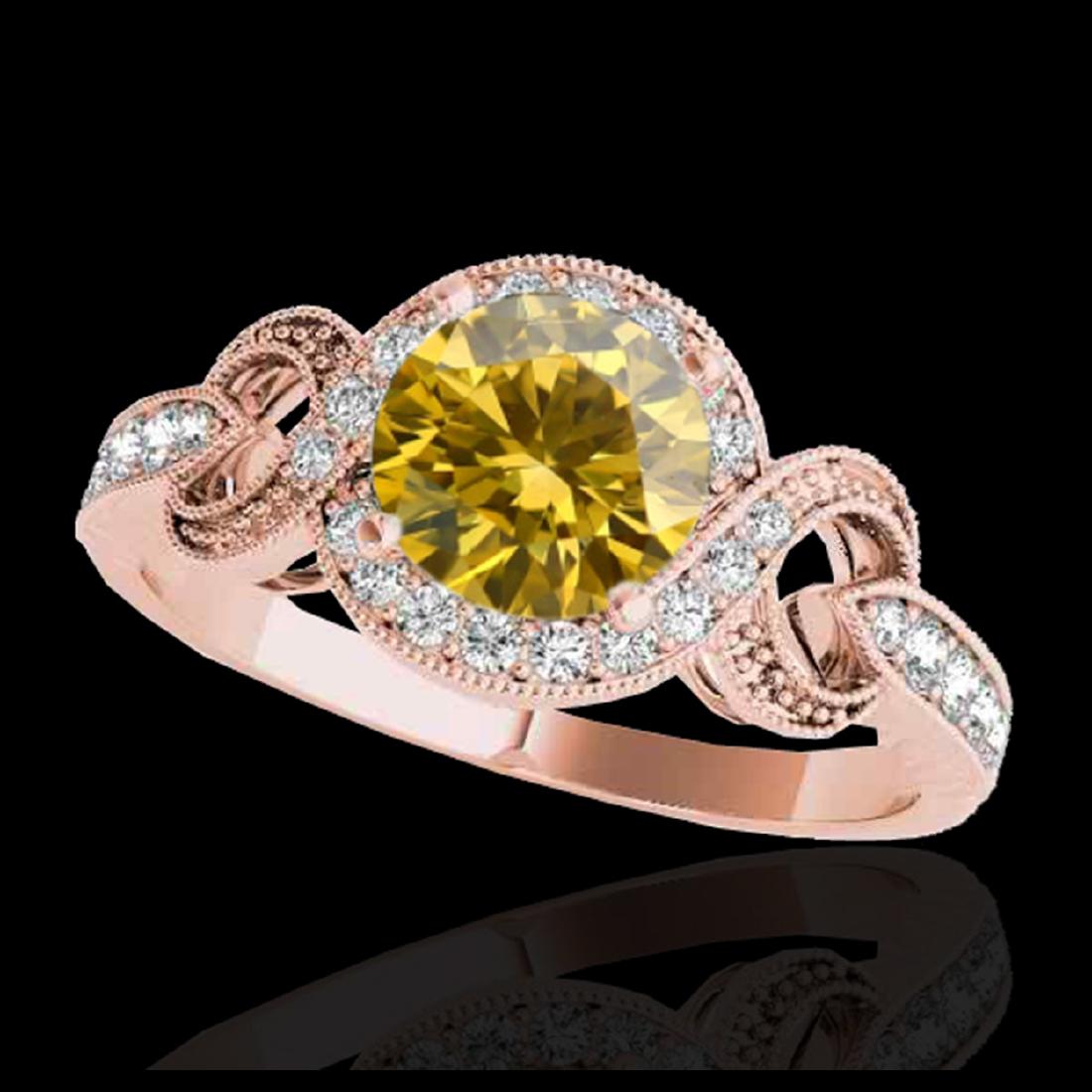 1.33 ctw SI/I Fancy Intense Yellow Diamond Ring 10K: REF-132M3F - SKU:33813 ---- 1.33 ctw SI/I Fancy Intense Yellow Diamond Ring 10K Rose Gold Designer Brand Luxury Jewelry, made in the USA Suggested Retail Price: $11,650 Factory offers perfect factory 