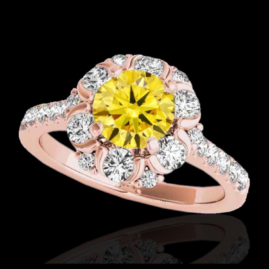 2.05 ctw SI/I Fancy Intense Yellow Diamond Ring 10K: REF-225V2Y - SKU:33917 ---- 2.05 ctw SI/I Fancy Intense Yellow Diamond Ring 10K Rose Gold Designer Brand Luxury Jewelry, made in the USA Suggested Retail Price: $19,800 Factory offers perfect factory 