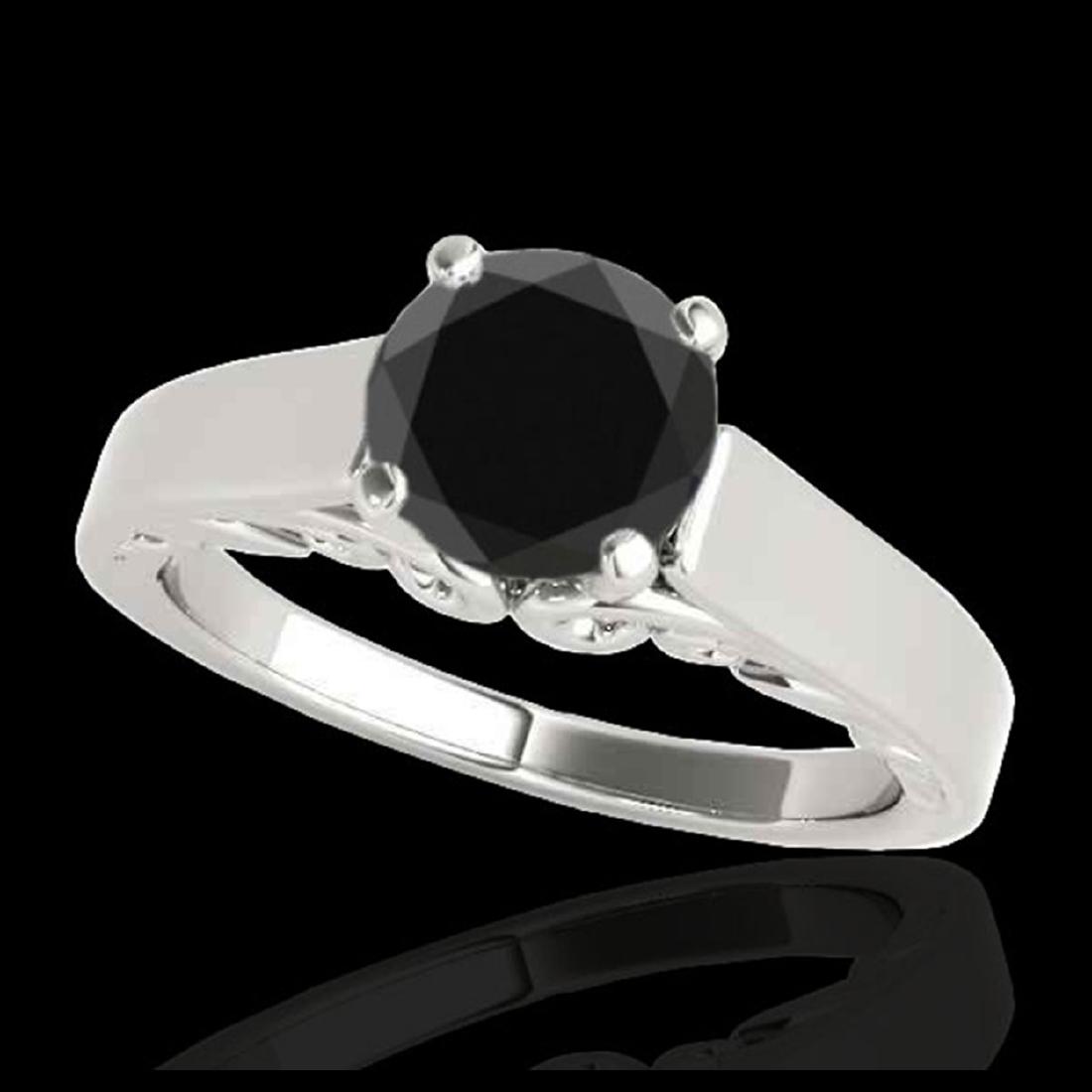 1 ctw VS Black Diamond Solitaire Ring 10K White Gold -: REF-33W5H - SKU:35140 ---- 1 ctw VS Black Diamond Solitaire Ring 10K White Gold Designer Brand Luxury Jewelry, made in the USA Suggested Retail Price: $2,450 Factory offers perfect factory sizing, for