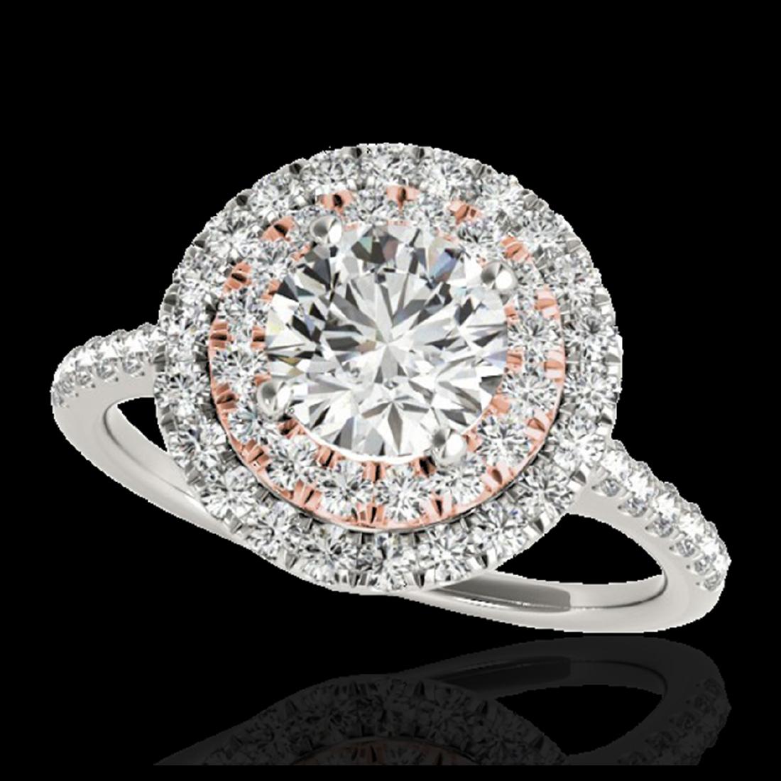 1.50 ctw H-SI/I Diamond Solitaire Halo Ring 10K White &: REF-197N7A - SKU:33353 ---- 1.50 ctw H-SI/I Diamond Solitaire Halo Ring 10K White & Rose Gold Designer Brand Luxury Jewelry, made in the USA Suggested Retail Price: $14,500 Factory offers perfect fact