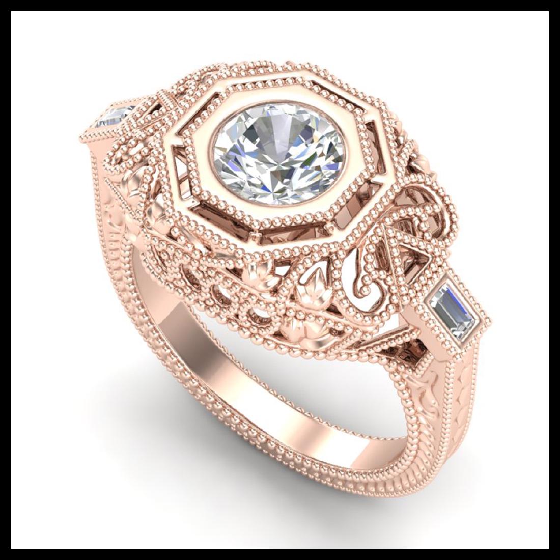 1.13 ctw VS/SI Diamond Solitaire Art Deco Ring 18K Rose: REF-360K2W - SKU:37047 ---- 1.13 ctw VS/SI Diamond Solitaire Art Deco Ring 18K Rose Gold Designer Brand Luxury Jewelry, made in the USA Suggested Retail Price: $24,000 Factory offers perfect factory s