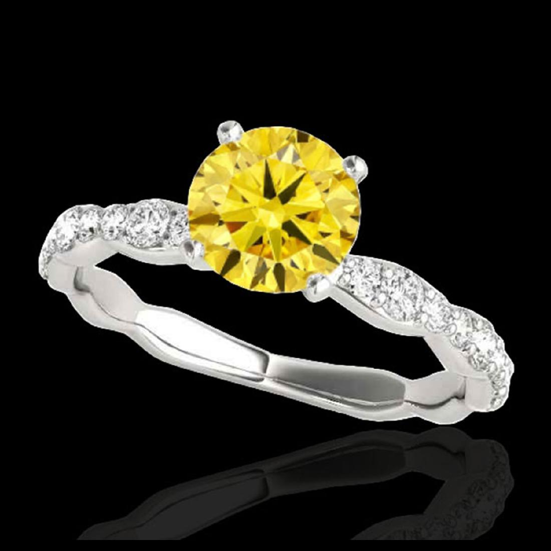 1.40 ctw SI/I Fancy Intense Yellow Diamond Ring 10K: REF-117V3Y - SKU:34878 ---- 1.40 ctw SI/I Fancy Intense Yellow Diamond Ring 10K White Gold Designer Brand Luxury Jewelry, made in the USA Suggested Retail Price: $10,300 Factory offers perfect factory