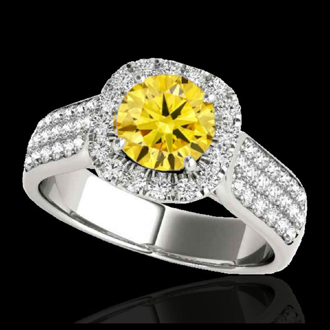 1.80 ctw SI/I Fancy Intense Yellow Diamond Ring 10K: REF-211R4K - SKU:34067 ---- 1.80 ctw SI/I Fancy Intense Yellow Diamond Ring 10K White Gold Designer Brand Luxury Jewelry, made in the USA Suggested Retail Price: $18,600 Factory offers perfect factory