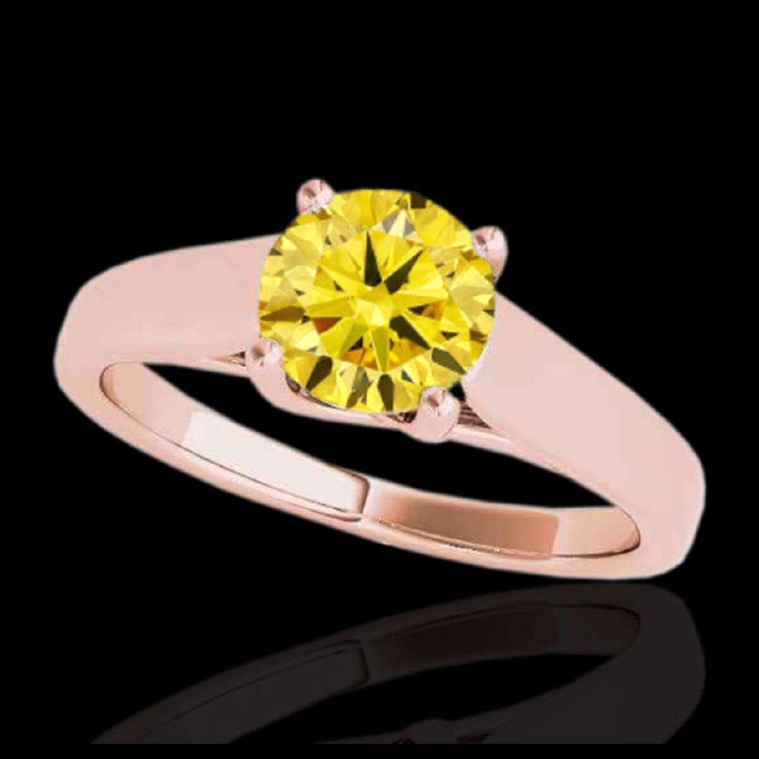 1.50 ctw SI/I Fancy Intense Yellow Diamond Ring 10K: REF-327W3H - SKU:35542 ---- 1.50 ctw SI/I Fancy Intense Yellow Diamond Ring 10K Rose Gold Designer Brand Luxury Jewelry, made in the USA Suggested Retail Price: $26,400 Factory offers perfect factory 