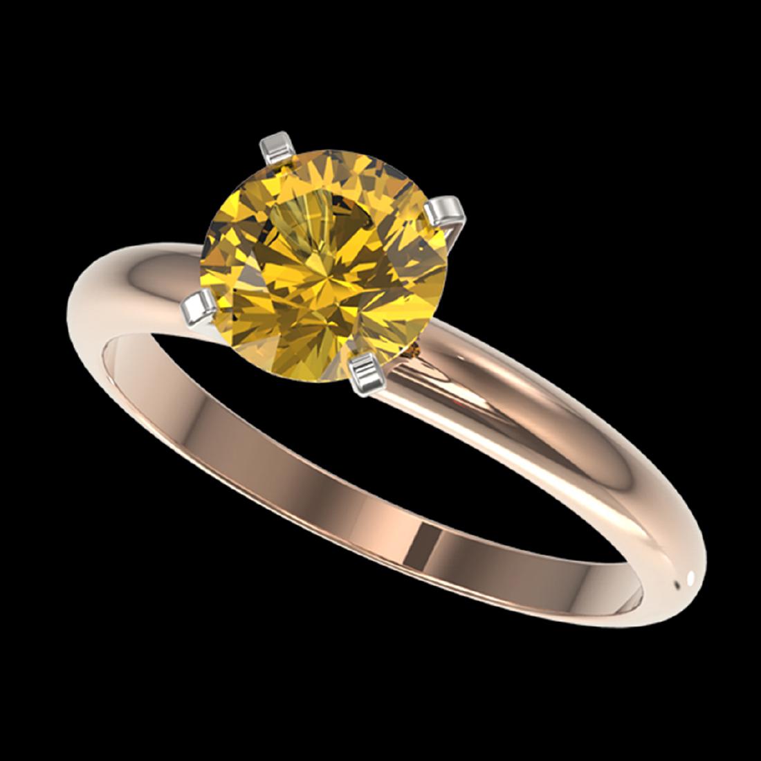 1.50 ctw Intense Yellow Diamond Solitaire Ring 10K Rose: REF-285R2K - SKU:32931 ---- 1.50 ctw Intense Yellow Diamond Solitaire Ring 10K Rose Gold Designer Brand Luxury Jewelry, made in the USA Suggested Retail Price: $13,300 Factory offers perfect factory s