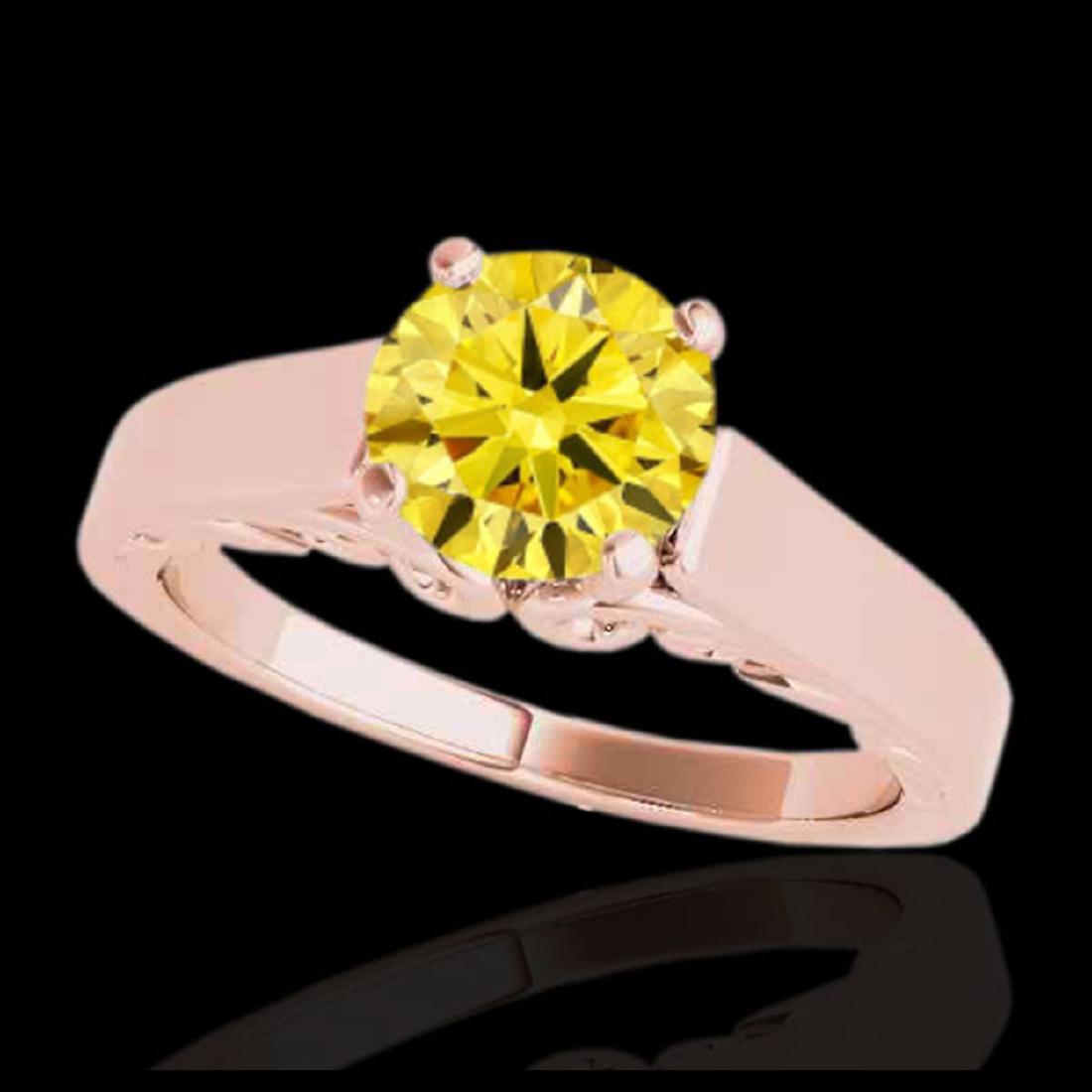 1.25 ctw SI/I Fancy Intense Yellow Diamond Ring 10K: REF-238H6M - SKU:35154 ---- 1.25 ctw SI/I Fancy Intense Yellow Diamond Ring 10K Rose Gold Designer Brand Luxury Jewelry, made in the USA Suggested Retail Price: $21,000 Factory offers perfect factory 