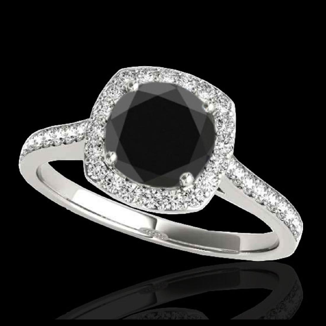 1.65 ctw VS Black Diamond Solitaire Halo Ring 10K White: REF-50K6W - SKU:34196 ---- 1.65 ctw VS Black Diamond Solitaire Halo Ring 10K White Gold Designer Brand Luxury Jewelry, made in the USA Suggested Retail Price: $4,100 Factory offers perfect factory siz