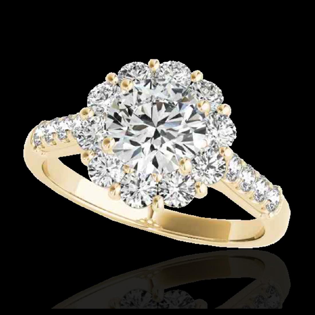 2 ctw H-SI/I Diamond Solitaire Halo Ring 10K Yellow: REF-225F2N - SKU:33420 ---- 2 ctw H-SI/I Diamond Solitaire Halo Ring 10K Yellow Gold Designer Brand Luxury Jewelry, made in the USA Suggested Retail Price: $16,500 Factory offers perfect factory sizin