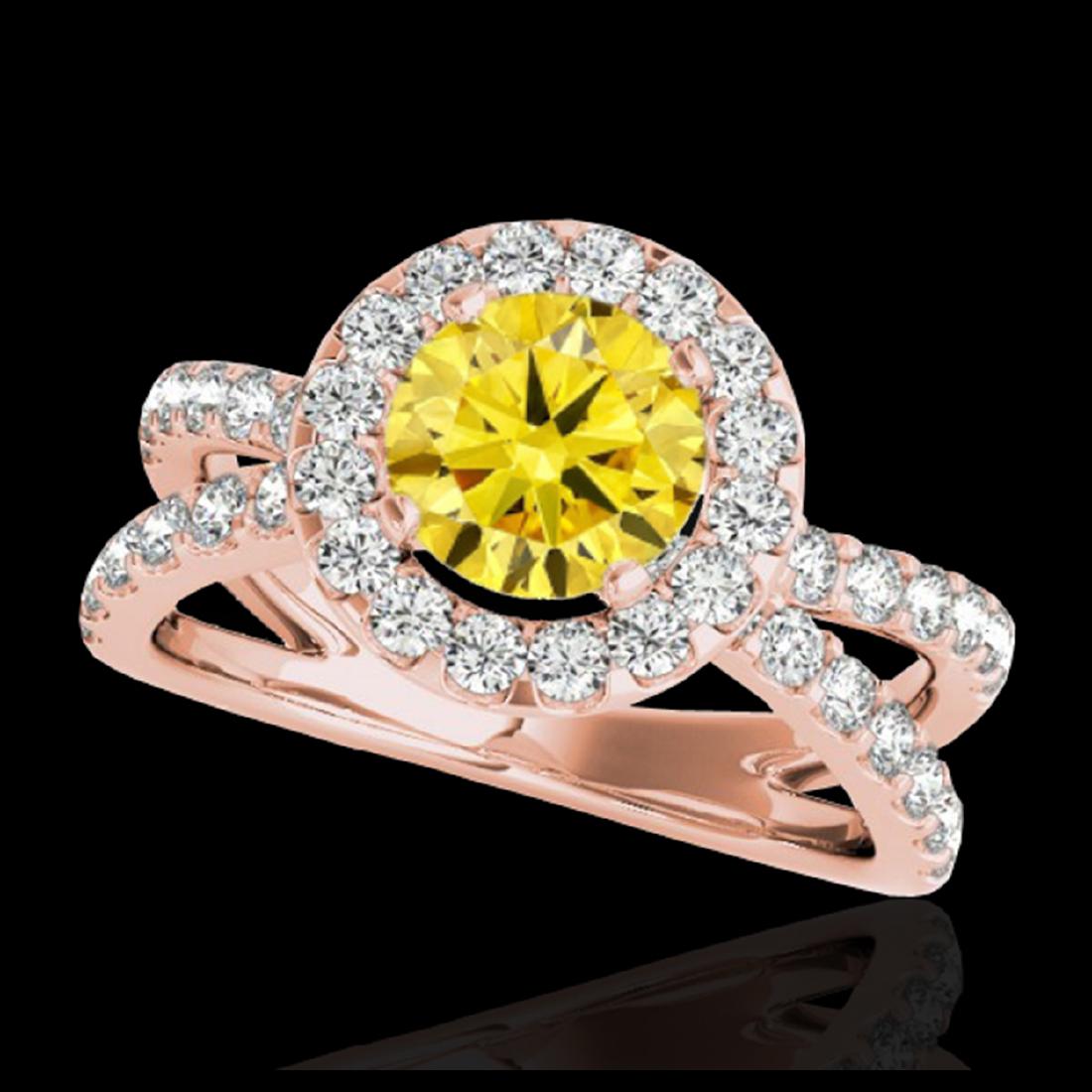 2.01 ctw SI/I Fancy Intense Yellow Diamond Ring 10K: REF-156W8H - SKU:34033 ---- 2.01 ctw SI/I Fancy Intense Yellow Diamond Ring 10K Rose Gold Designer Brand Luxury Jewelry, made in the USA Suggested Retail Price: $13,800 Factory offers perfect factory 