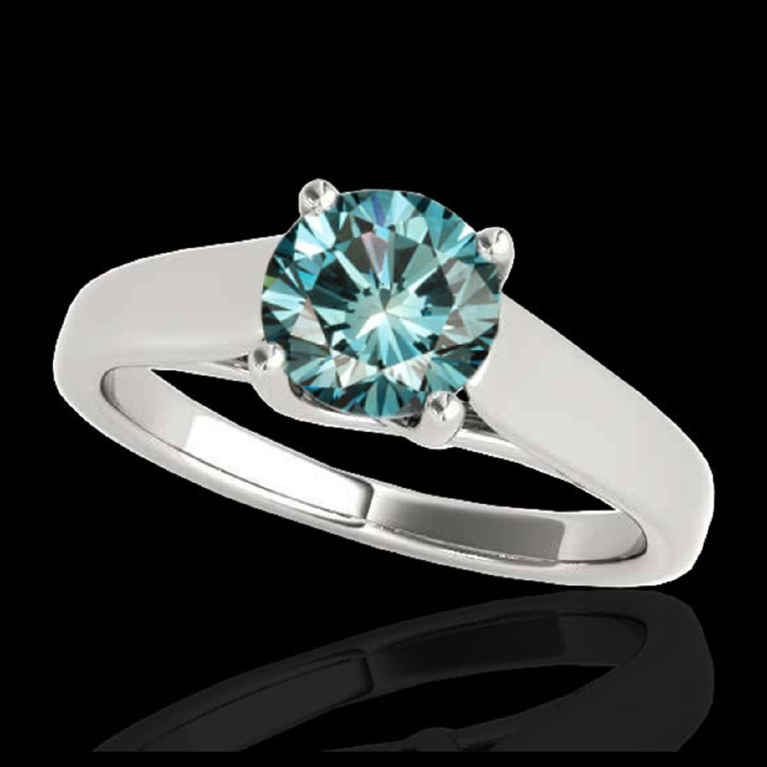 1.50 ctw SI Fancy Blue Diamond Solitaire Ring 10K White: REF-218Y2X - SKU:35539 ---- 1.50 ctw SI Fancy Blue Diamond Solitaire Ring 10K White Gold Designer Brand Luxury Jewelry, made in the USA Suggested Retail Price: $19,200 Factory offers perfect factory s