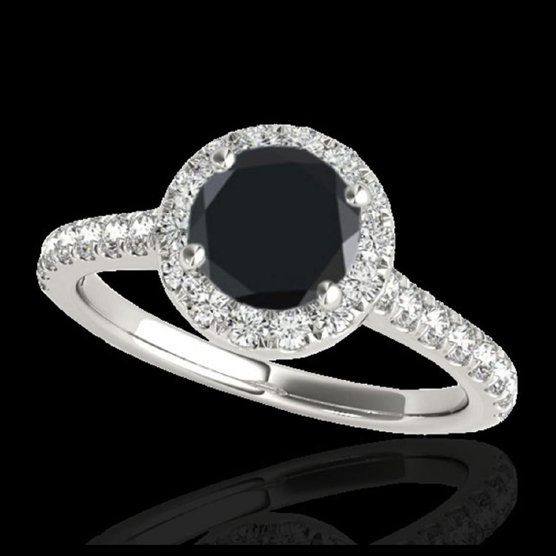 1.70 ctw VS Black Diamond Solitaire Halo Ring 10K White: REF-56N5A - SKU:33592 ---- 1.70 ctw VS Black Diamond Solitaire Halo Ring 10K White Gold Designer Brand Luxury Jewelry, made in the USA Suggested Retail Price: $4,550 Factory offers perfect factory siz