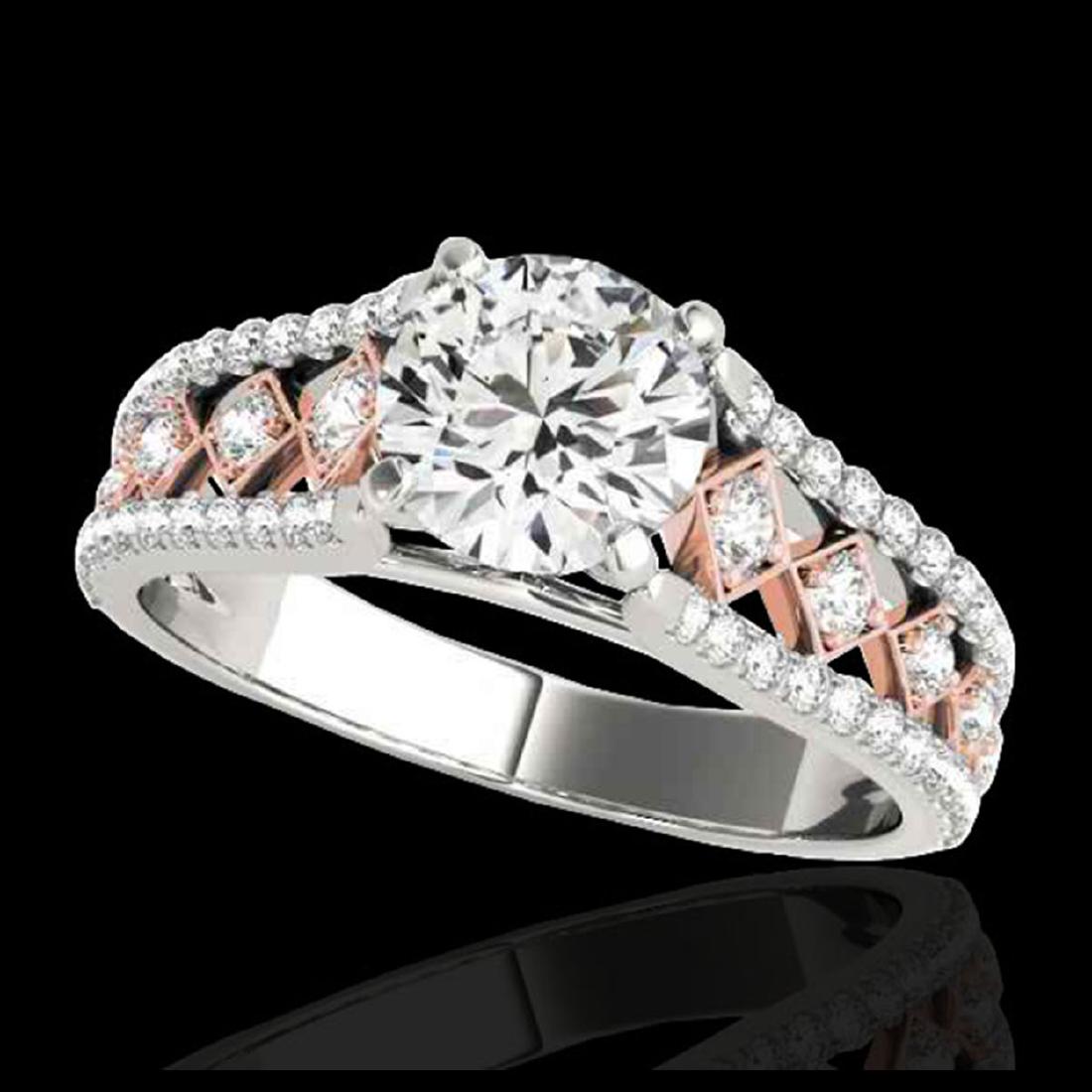 1.45 ctw H-SI/I Diamond Solitaire Ring 10K White & Rose: REF-204A5V - SKU:35281 ---- 1.45 ctw H-SI/I Diamond Solitaire Ring 10K White & Rose Gold Designer Brand Luxury Jewelry, made in the USA Suggested Retail Price: $16,500 Factory offers perfect factory s