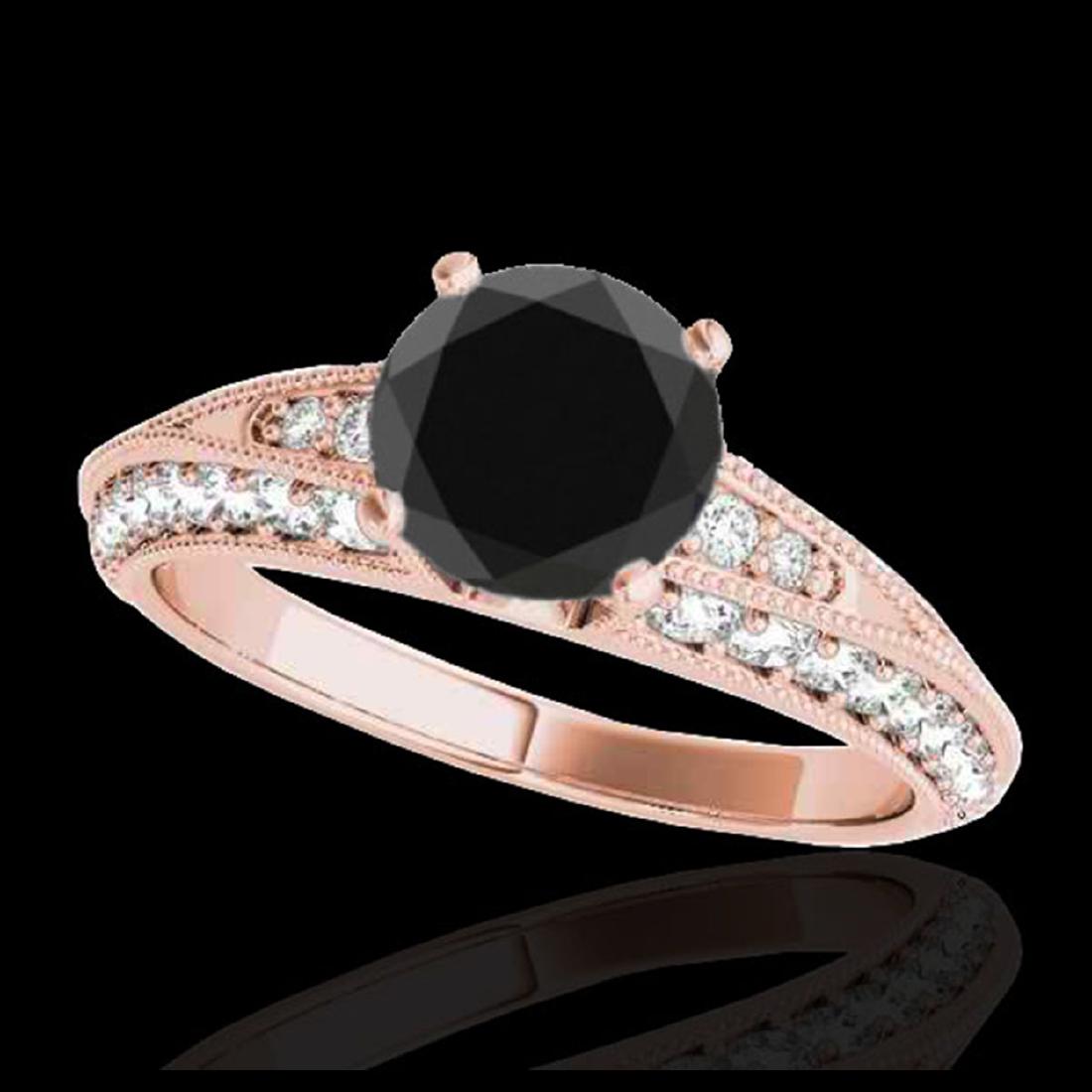 1.58 ctw VS Black Diamond Solitaire Ring 10K Rose Gold: REF-59M4F - SKU:34625 ---- 1.58 ctw VS Black Diamond Solitaire Ring 10K Rose Gold Designer Brand Luxury Jewelry, made in the USA Suggested Retail Price: $4,800 Factory offers perfect factory sizing, f