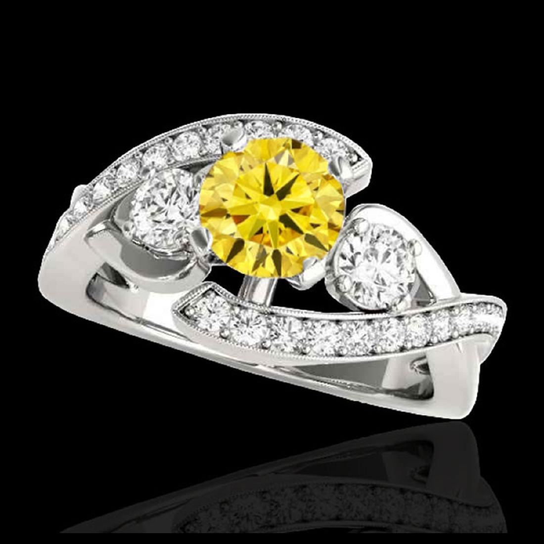2.26 ctw SI Intense Yellow Diamond Bypass Ring 10K: REF-231R8K - SKU:35061 ---- 2.26 ctw SI Intense Yellow Diamond Bypass Ring 10K White Gold Designer Brand Luxury Jewelry, made in the USA Suggested Retail Price: $18,700 Factory offers perfect factory 