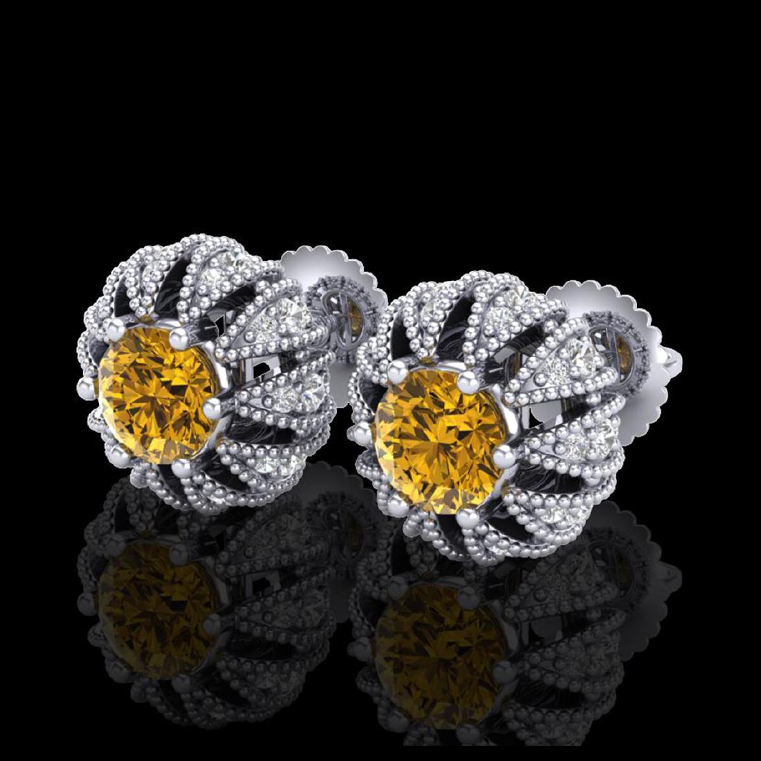 2.01 ctw Intense Fancy Yellow Diamond Art Deco Earrings: REF-210N9A - SKU:37735 ---- 2.01 ctw Intense Fancy Yellow Diamond Art Deco Earrings 18K White Gold Designer Brand Luxury Jewelry, made in the USA Suggested Retail Price: $13,900 Factory offers perfect