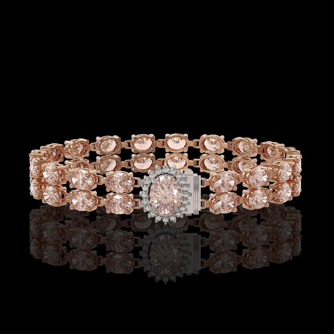 27.57 ctw Morganite & Diamond Bracelet 14K Rose Gold -: REF-282H5M - SKU:45492 ---- 27.57 ctw Morganite & Diamond Bracelet 14K Rose Gold Designer Brand Luxury Jewelry, made in the USA Suggested Retail Price: $20,700 Factory offers perfect factory sizing, f