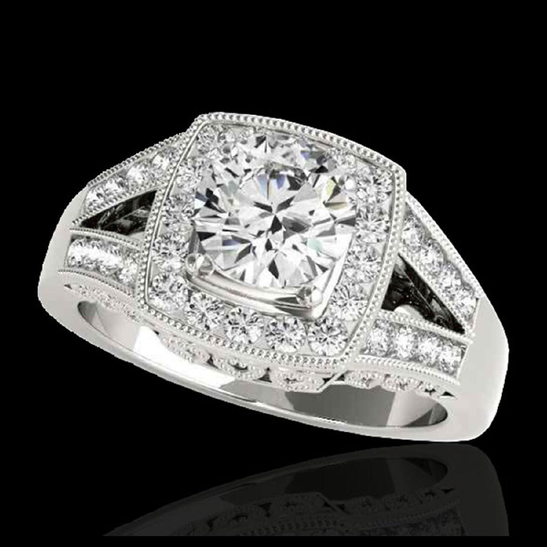 1.65 ctw H-SI/I Diamond Solitaire Halo Ring 10K White: REF-270H2M - SKU:34459 ---- 1.65 ctw H-SI/I Diamond Solitaire Halo Ring 10K White Gold Designer Brand Luxury Jewelry, made in the USA Suggested Retail Price: $21,800 Factory offers perfect factory siz