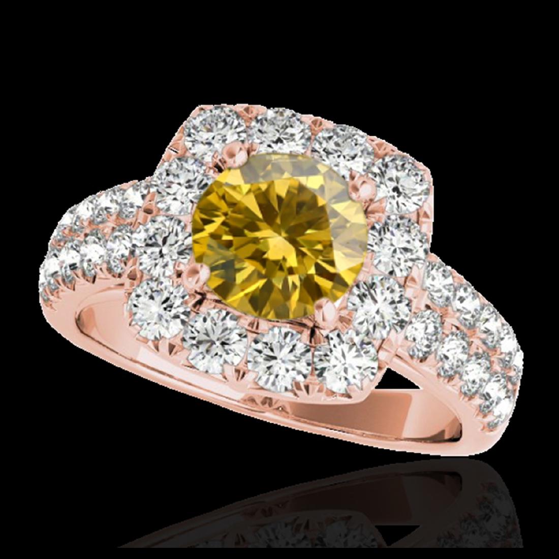 2.25 ctw SI/I Fancy Intense Yellow Diamond Ring 10K: REF-238R6K - SKU:33642 ---- 2.25 ctw SI/I Fancy Intense Yellow Diamond Ring 10K Rose Gold Designer Brand Luxury Jewelry, made in the USA Suggested Retail Price: $19,250 Factory offers perfect factory 
