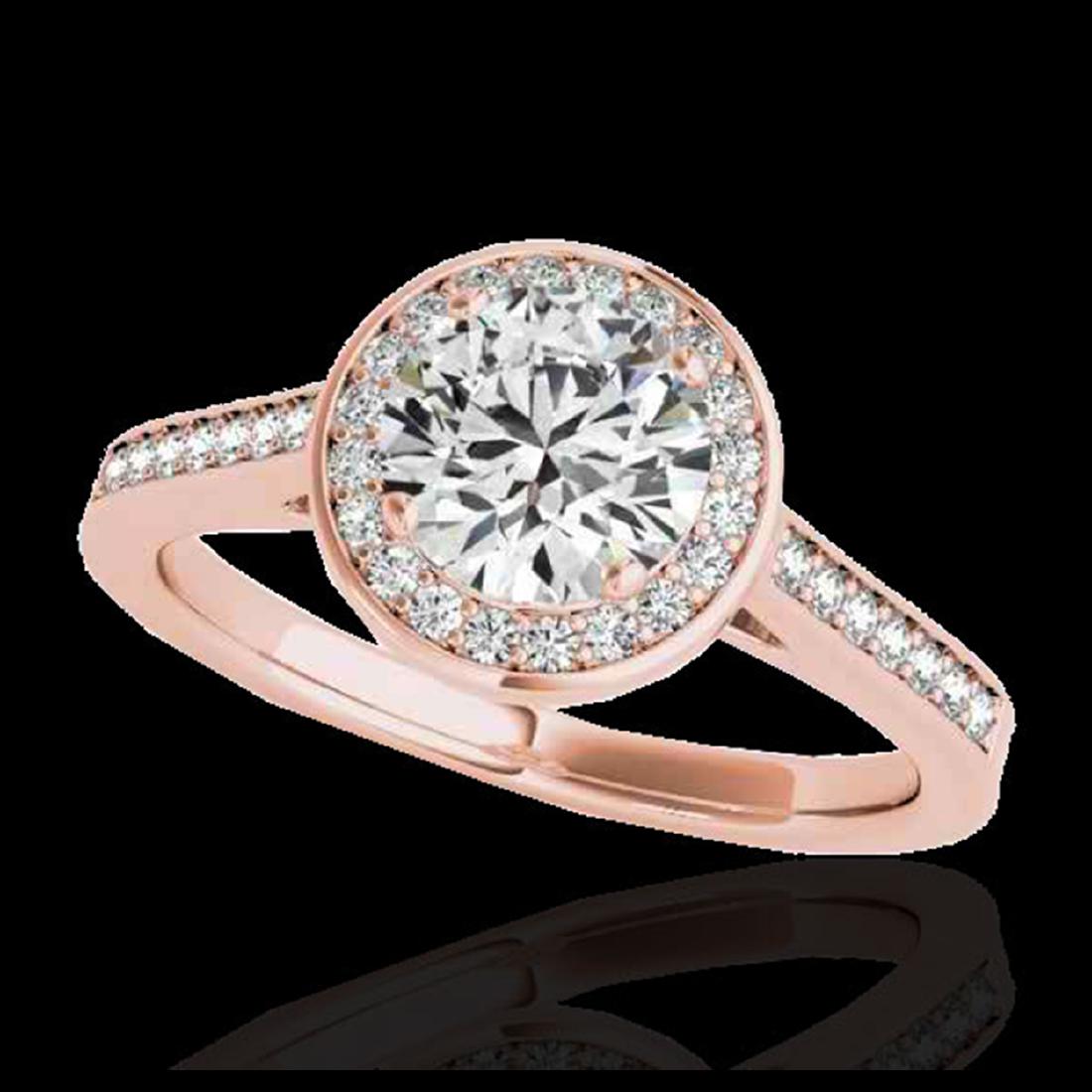 1.93 ctw H-SI/I Diamond Solitaire Halo Ring 10K Rose: REF-327H3M - SKU:33518 ---- 1.93 ctw H-SI/I Diamond Solitaire Halo Ring 10K Rose Gold Designer Brand Luxury Jewelry, made in the USA Suggested Retail Price: $24,000 Factory offers perfect factory sizi