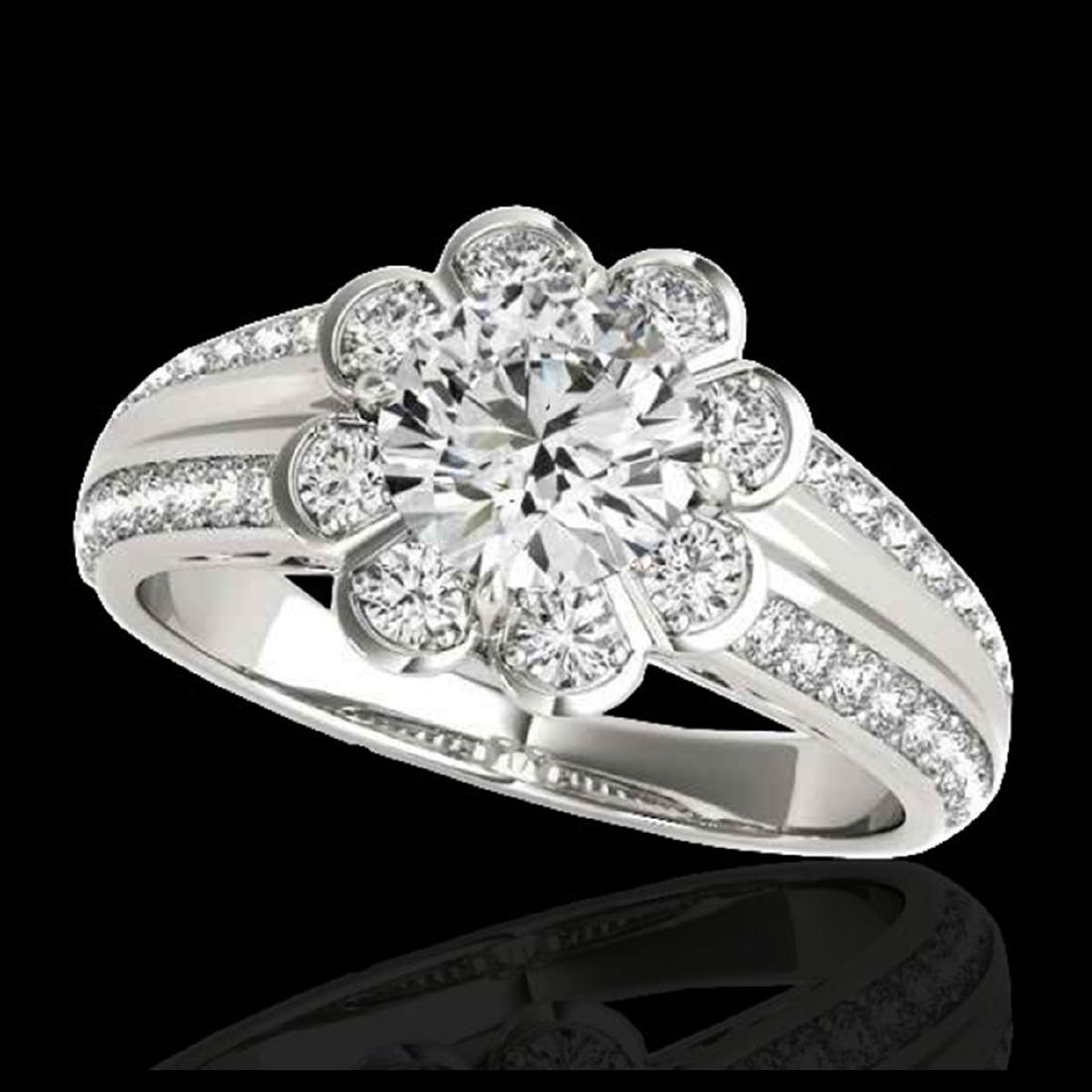 1.50 ctw H-SI/I Diamond Solitaire Halo Ring 10K White: REF-128V7Y - SKU:34468 ---- 1.50 ctw H-SI/I Diamond Solitaire Halo Ring 10K White Gold Designer Brand Luxury Jewelry, made in the USA Suggested Retail Price: $10,400 Factory offers perfect factory siz