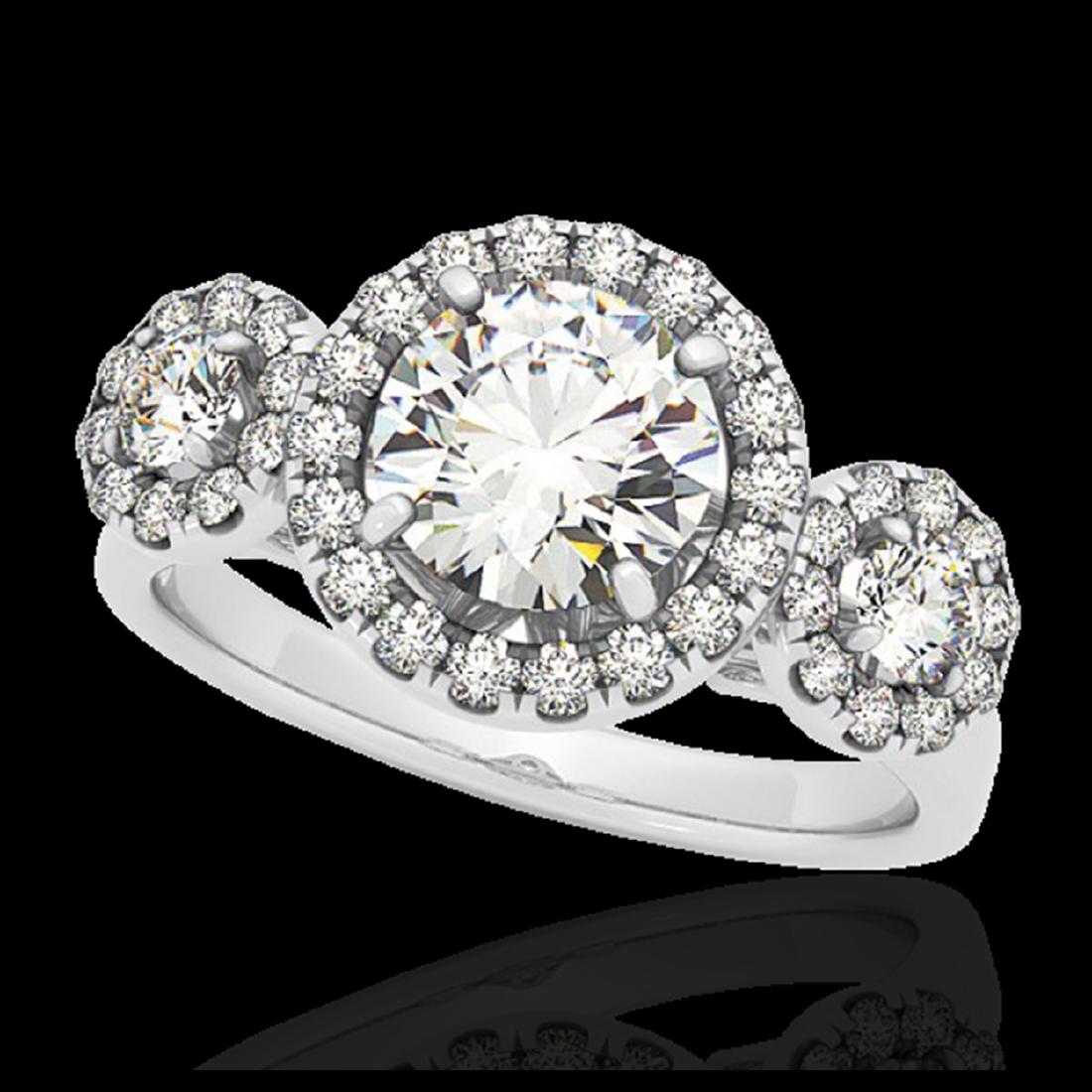 1.75 ctw H-SI/I Diamond Solitaire Halo Ring 10K White: REF-135V2Y - SKU:33285 ---- 1.75 ctw H-SI/I Diamond Solitaire Halo Ring 10K White Gold Designer Brand Luxury Jewelry, made in the USA Suggested Retail Price: $9,900 Factory offers perfect factory sizi