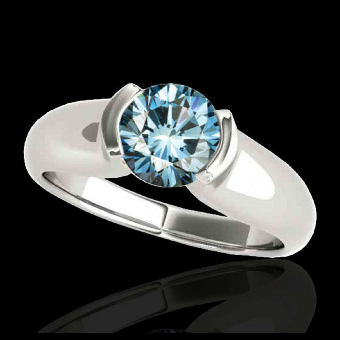 1 ctw SI Fancy Blue Diamond Solitaire Ring 10K White: REF-129K5W - SKU:35178 ---- 1 ctw SI Fancy Blue Diamond Solitaire Ring 10K White Gold Designer Brand Luxury Jewelry, made in the USA Suggested Retail Price: $10,450 Factory offers perfect factory sizi