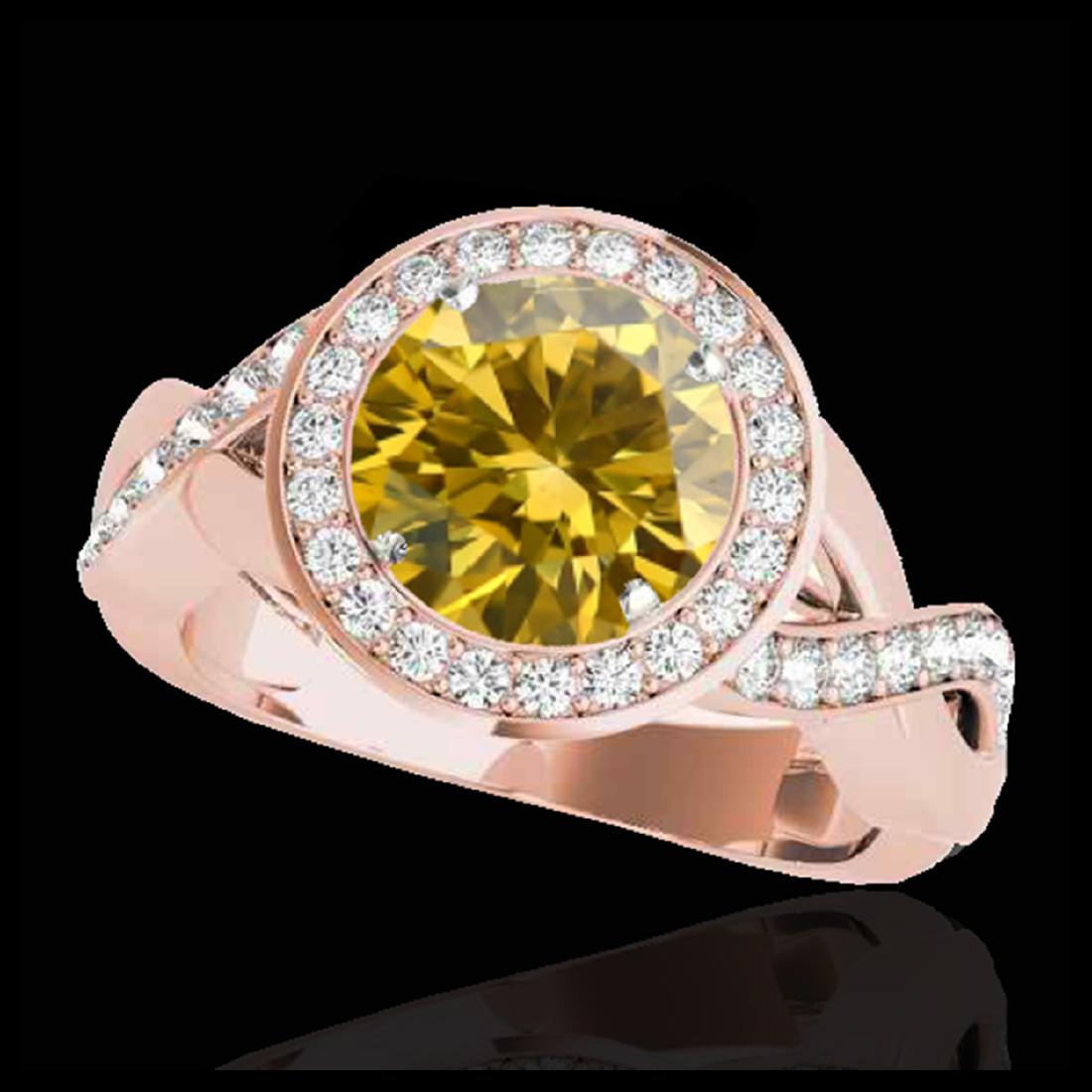 1.75 ctw SI/I Fancy Intense Yellow Diamond Ring 10K: REF-148X4R - SKU:33275 ---- 1.75 ctw SI/I Fancy Intense Yellow Diamond Ring 10K Rose Gold Designer Brand Luxury Jewelry, made in the USA Suggested Retail Price: $13,050 Factory offers perfect factory 