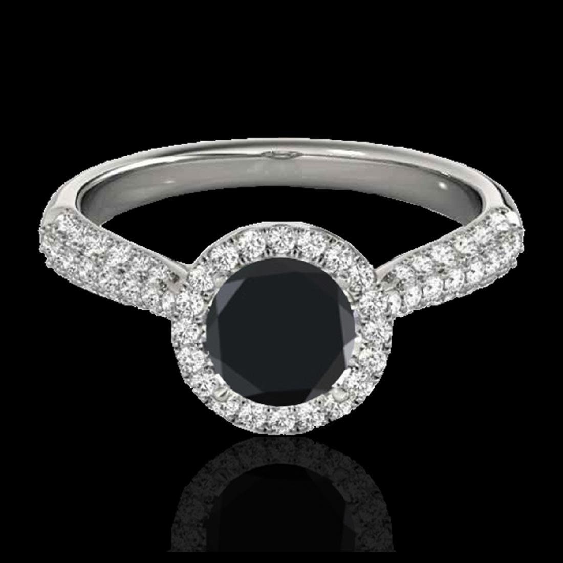 1.40 ctw VS Black Diamond Solitaire Halo Ring 10K White: REF-47R6K - SKU:33301 ---- 1.40 ctw VS Black Diamond Solitaire Halo Ring 10K White Gold Designer Brand Luxury Jewelry, made in the USA Suggested Retail Price: $3,850 Factory offers perfect factory siz