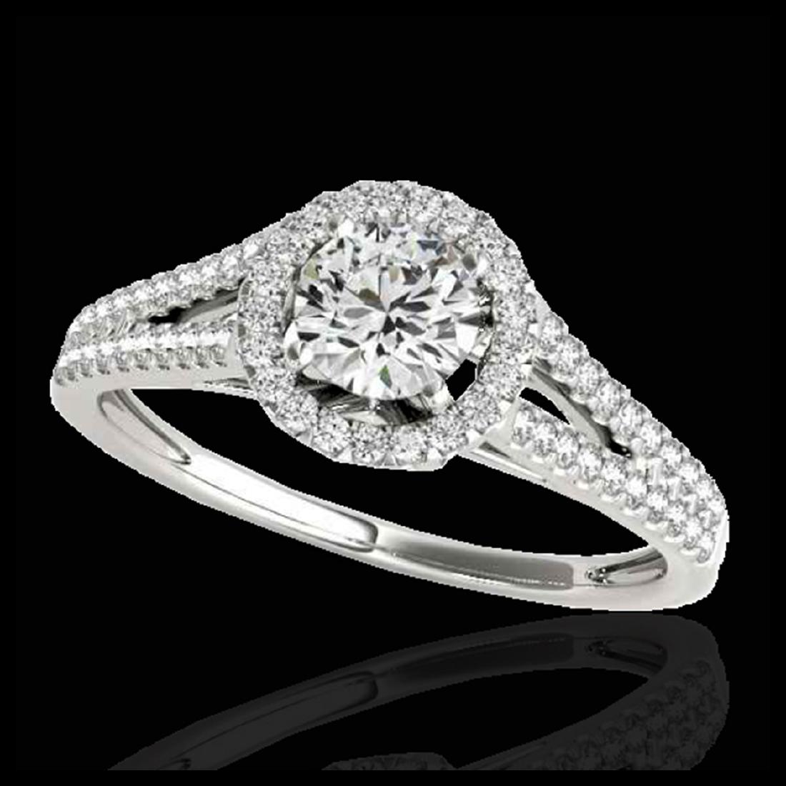 1.30 ctw H-SI/I Diamond Solitaire Halo Ring 10K White: REF-125M5F - SKU:33882 ---- 1.30 ctw H-SI/I Diamond Solitaire Halo Ring 10K White Gold Designer Brand Luxury Jewelry, made in the USA Suggested Retail Price: $9,200 Factory offers perfect factory sizi
