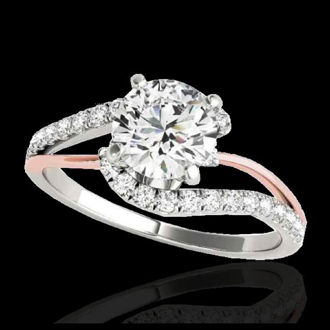 1.35 ctw H-SI/I Diamond Bypass Solitaire Ring 10K White: REF-125V5Y - SKU:35105 ---- 1.35 ctw H-SI/I Diamond Bypass Solitaire Ring 10K White & Rose Gold Designer Brand Luxury Jewelry, made in the USA Suggested Retail Price: $9,200 Factory offers perfect fac