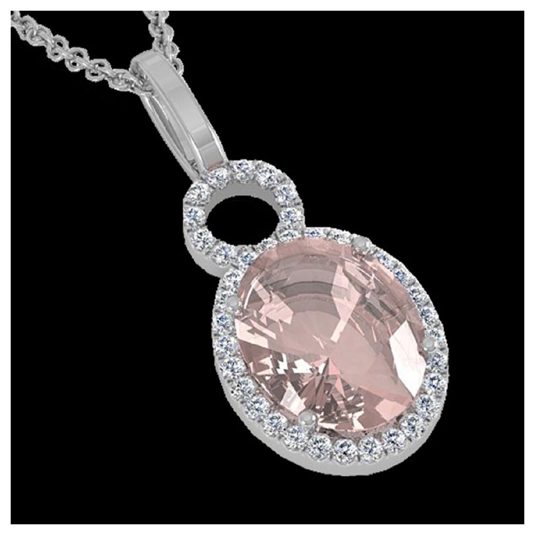 3.50 ctw Morganite & VS/SI Diamond Necklace 14K White: REF-78W2H - SKU:22764 ---- 3.50 ctw Morganite & VS/SI Diamond Necklace 14K White Gold Designer Brand Luxury Jewelry, made in the USA Suggested Retail Price: $5,150 Factory offers perfect factory sizin