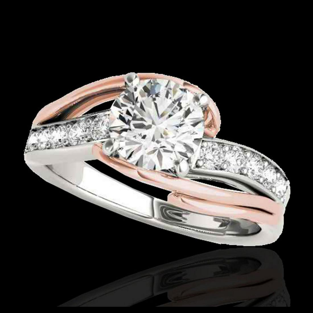 1.50 ctw H-SI/I Diamond Bypass Solitaire Ring 10K White: REF-163N6A - SKU:35125 ---- 1.50 ctw H-SI/I Diamond Bypass Solitaire Ring 10K White & Rose Gold Designer Brand Luxury Jewelry, made in the USA Suggested Retail Price: $13,200 Factory offers perfect fa