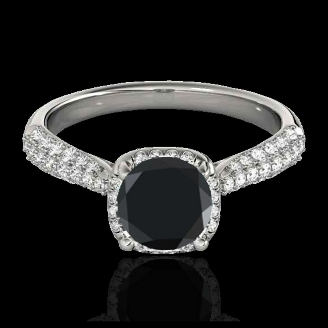 1.50 ctw VS Black Diamond Solitaire Halo Ring 10K White: REF-51K2W - SKU:33261 ---- 1.50 ctw VS Black Diamond Solitaire Halo Ring 10K White Gold Designer Brand Luxury Jewelry, made in the USA Suggested Retail Price: $4,150 Factory offers perfect factory siz