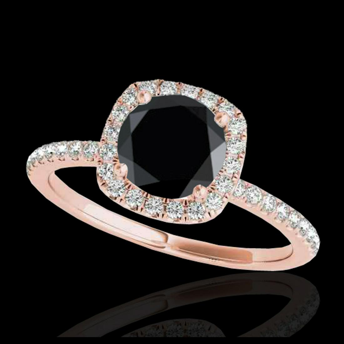 1.25 ctw VS Black Diamond Solitaire Halo Ring 10K Rose: REF-41K4W - SKU:33329 ---- 1.25 ctw VS Black Diamond Solitaire Halo Ring 10K Rose Gold Designer Brand Luxury Jewelry, made in the USA Suggested Retail Price: $3,350 Factory offers perfect factory sizi