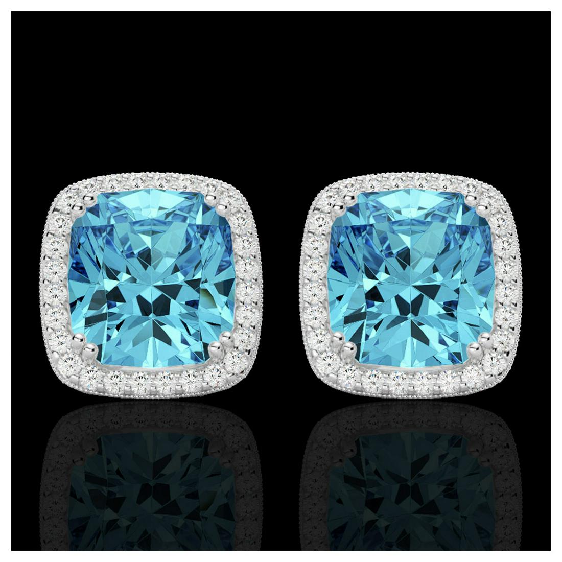 6.50 ctw Sky Blue Topaz & VS/SI Diamond Earrings 18K: REF-75F6N - SKU:22812 ---- 6.50 ctw Sky Blue Topaz & VS/SI Diamond Earrings 18K White Gold Designer Brand Luxury Jewelry, made in the USA Suggested Retail Price: $5,800 Factory offers perfect factory 