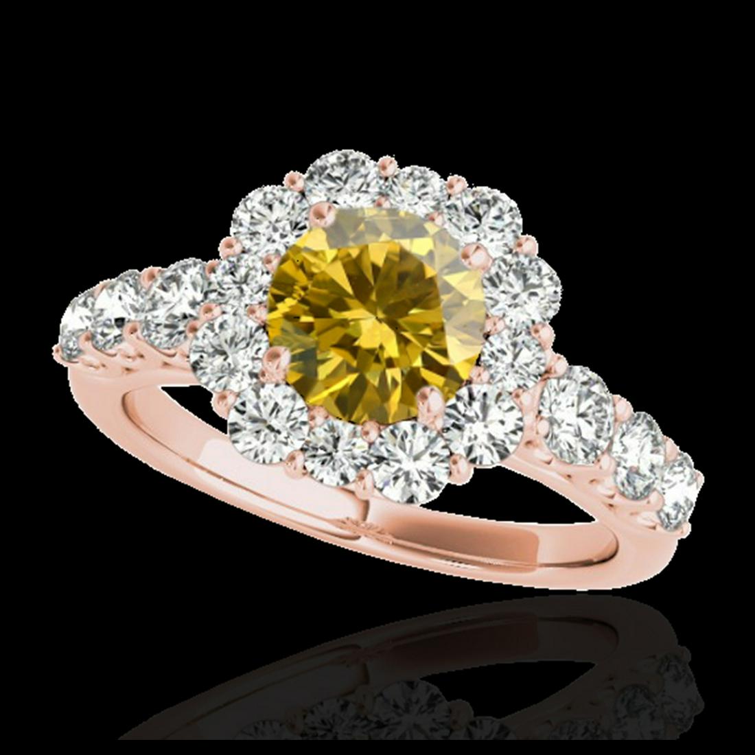 2.25 ctw SI/I Fancy Intense Yellow Diamond Ring 10K: REF-231V8Y - SKU:33390 ---- 2.25 ctw SI/I Fancy Intense Yellow Diamond Ring 10K Rose Gold Designer Brand Luxury Jewelry, made in the USA Suggested Retail Price: $20,400 Factory offers perfect factory 