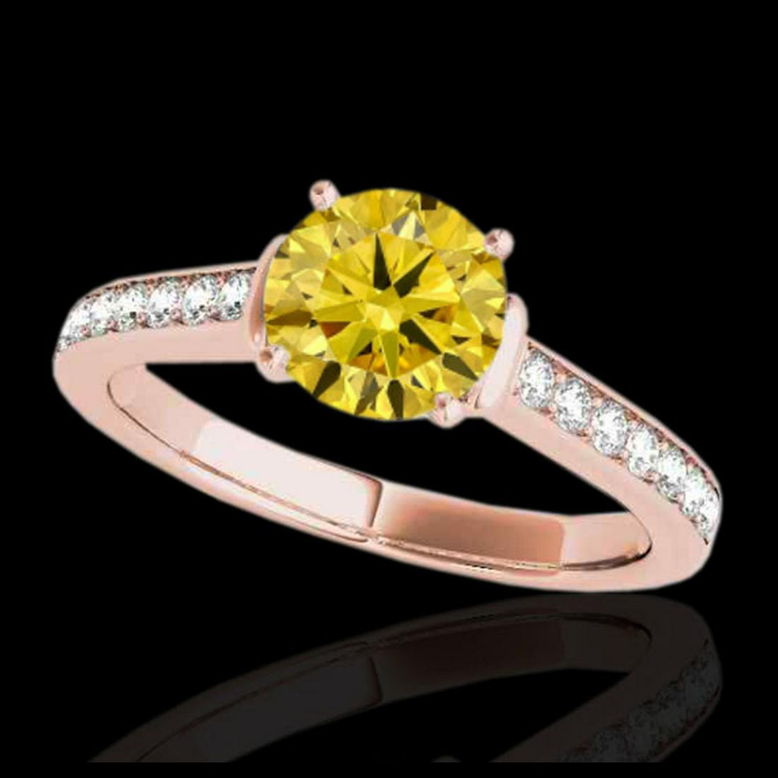 1.50 ctw SI/I Fancy Intense Yellow Diamond Ring 10K: REF-204H5M - SKU:34933 ---- 1.50 ctw SI/I Fancy Intense Yellow Diamond Ring 10K Rose Gold Designer Brand Luxury Jewelry, made in the USA Suggested Retail Price: $18,000 Factory offers perfect factory 