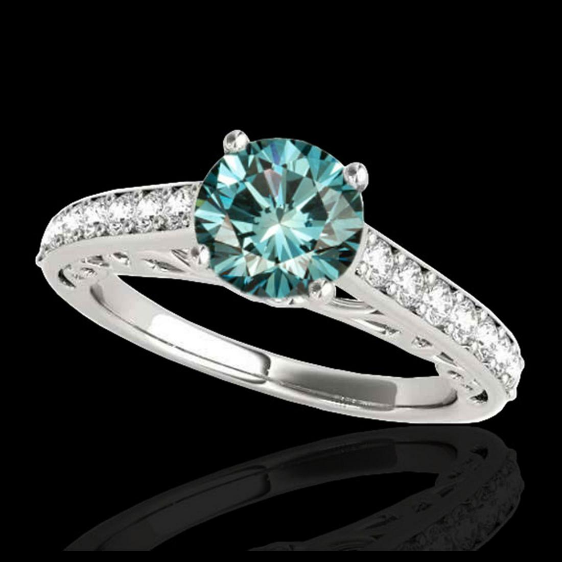 1.65 ctw SI Fancy Blue Diamond Solitaire Ring 10K White: REF-152M7F - SKU:35028 ---- 1.65 ctw SI Fancy Blue Diamond Solitaire Ring 10K White Gold Designer Brand Luxury Jewelry, made in the USA Suggested Retail Price: $12,300 Factory offers perfect factory s
