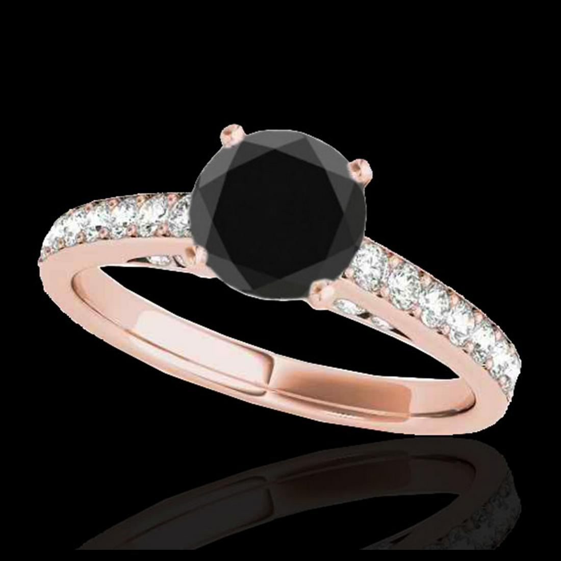 1.50 ctw VS Black Diamond Solitaire Ring 10K Rose Gold: REF-51K2W - SKU:34866 ---- 1.50 ctw VS Black Diamond Solitaire Ring 10K Rose Gold Designer Brand Luxury Jewelry, made in the USA Suggested Retail Price: $4,100 Factory offers perfect factory sizing, f