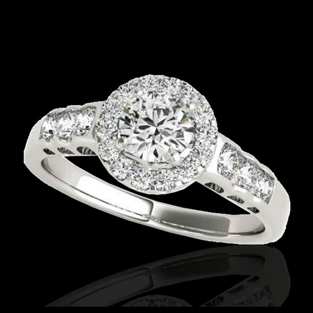 1.55 ctw H-SI/I Diamond Solitaire Halo Ring 10K White: REF-190W9H - SKU:34360 ---- 1.55 ctw H-SI/I Diamond Solitaire Halo Ring 10K White Gold Designer Brand Luxury Jewelry, made in the USA Suggested Retail Price: $14,000 Factory offers perfect factory siz