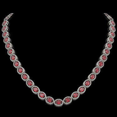 31.1 ctw Tourmaline & Diamond Halo Necklace 10K White
