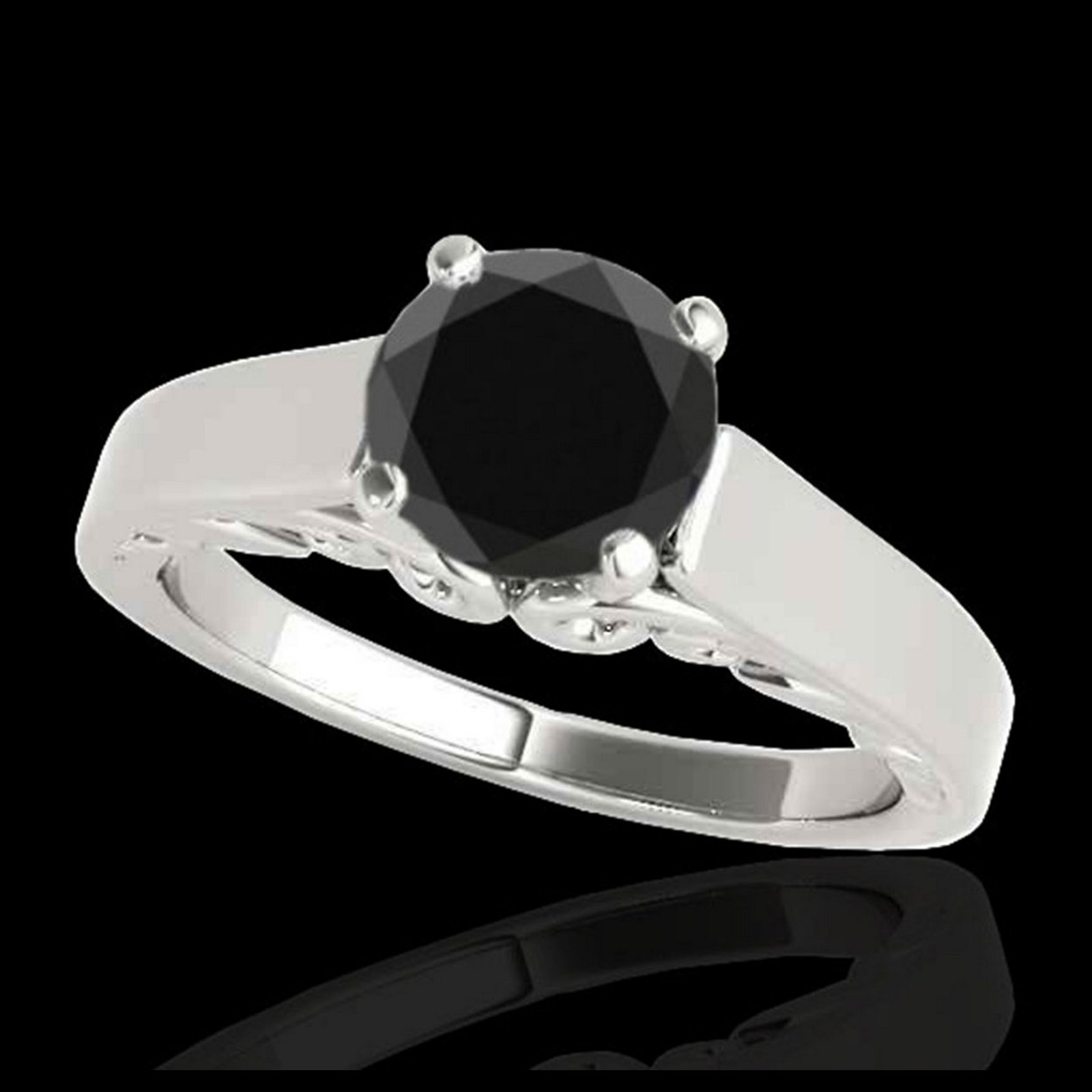 1.25 ctw VS Black Diamond Solitaire Ring 10K White Gold: REF-35H5M - SKU:35149 ---- 1.25 ctw VS Black Diamond Solitaire Ring 10K White Gold Designer Brand Luxury Jewelry, made in the USA Suggested Retail Price: $2,850 Factory offers perfect factory sizing, 