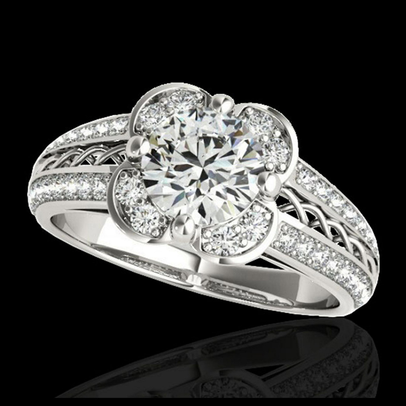 2.05 ctw H-SI/I Diamond Solitaire Halo Ring 10K White: REF-278H5M - SKU:34265 ---- 2.05 ctw H-SI/I Diamond Solitaire Halo Ring 10K White Gold Designer Brand Luxury Jewelry, made in the USA Suggested Retail Price: $20,400 Factory offers perfect factory siz