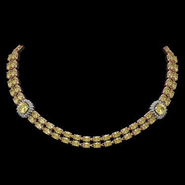 31.61 ctw Citrine & Diamond Necklace 14K Rose Gold -
