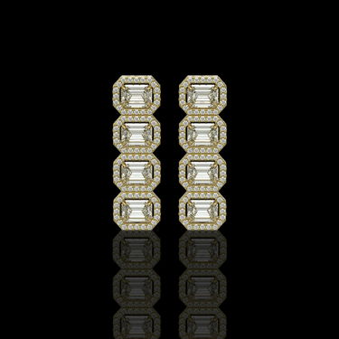 5.33 ctw Emerald Diamond Earrings 18K Yellow Gold -