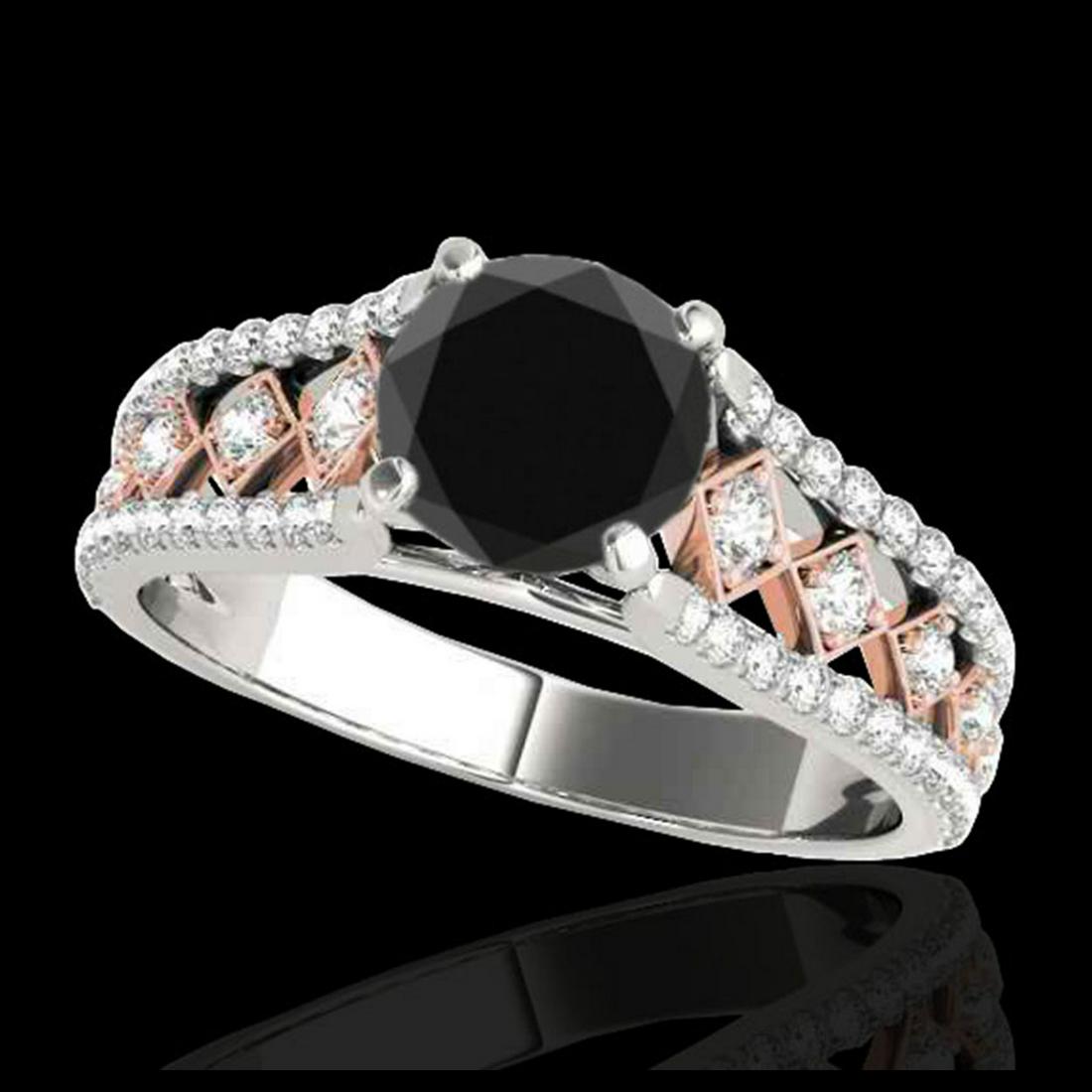 1.45 ctw VS Black Diamond Solitaire Ring 10K White &: REF-57A3V - SKU:35282 ---- 1.45 ctw VS Black Diamond Solitaire Ring 10K White & Rose Gold Designer Brand Luxury Jewelry, made in the USA Suggested Retail Price: $4,600 Factory offers perfect factory s