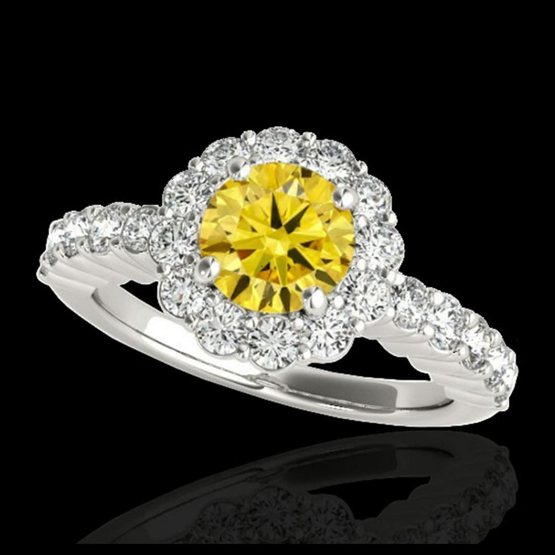 1.75 ctw SI/I Fancy Intense Yellow Diamond Ring 10K: REF-211W4H - SKU:34166 ---- 1.75 ctw SI/I Fancy Intense Yellow Diamond Ring 10K White Gold Designer Brand Luxury Jewelry, made in the USA Suggested Retail Price: $18,600 Factory offers perfect factory