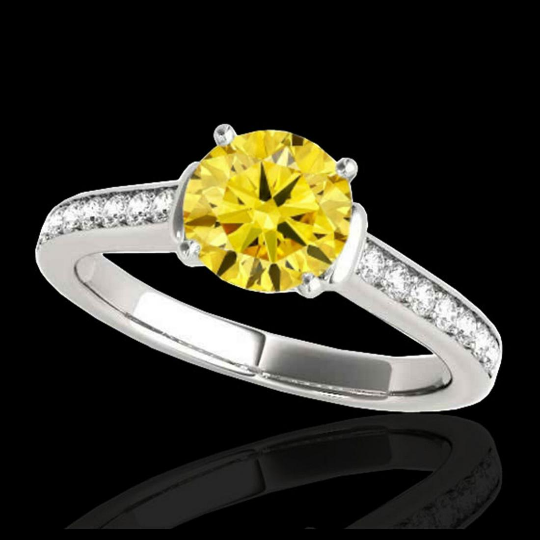1.50 ctw SI/I Fancy Intense Yellow Diamond Ring 10K: REF-204X5R - SKU:34932 ---- 1.50 ctw SI/I Fancy Intense Yellow Diamond Ring 10K White Gold Designer Brand Luxury Jewelry, made in the USA Suggested Retail Price: $18,000 Factory offers perfect factory